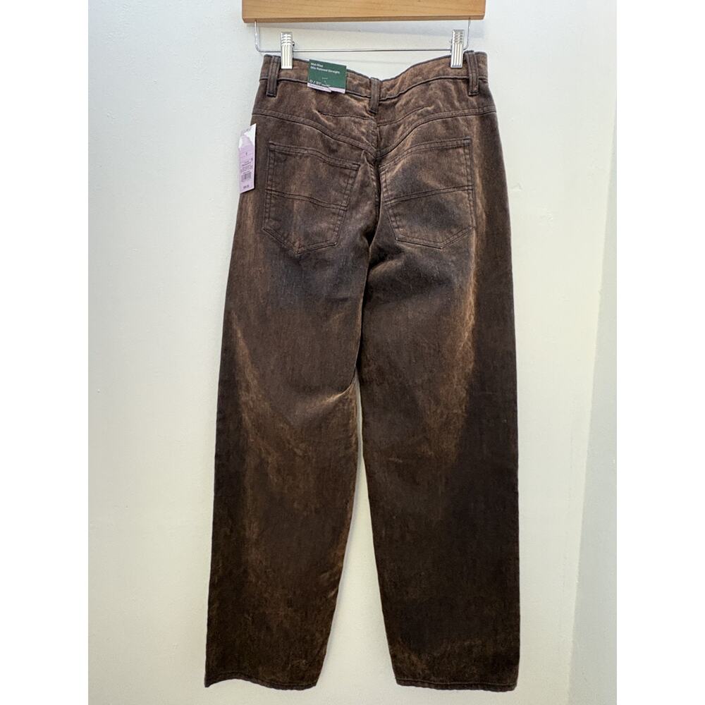 Baggy Wide Leg Rigid Denim Women 0 (31x30) Cotton Jeans Brown Rayon Flocking NWT - Picture 2 of 4
